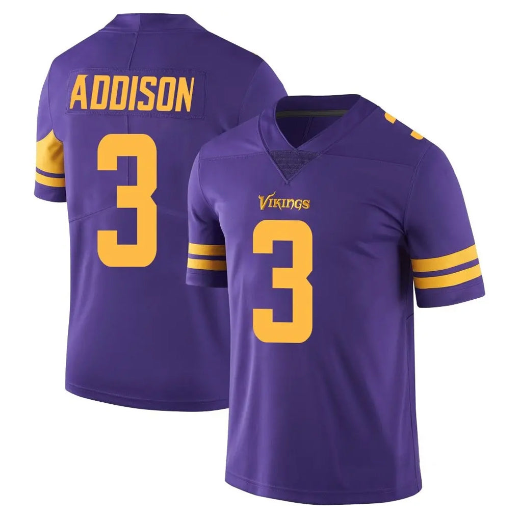 Johmsee MN.Vikings #3 Jordan Addison Player Purple Limited Color Rush Home Game Stitched Jerseys