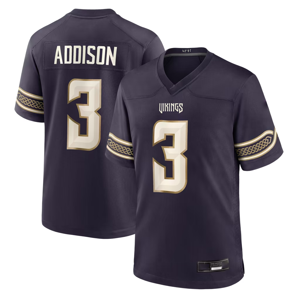 Johmsee MN.Vikings #3 Jordan Addison Purple 2026 Rivalries Collection Game Stitched Jerseys