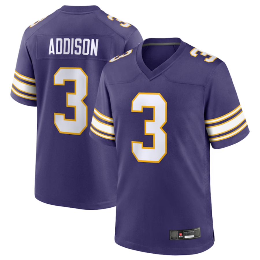 Johmsee MN.Vikings #3 Jordan Addison Purple Classic Player Game American Stitched Jerseys