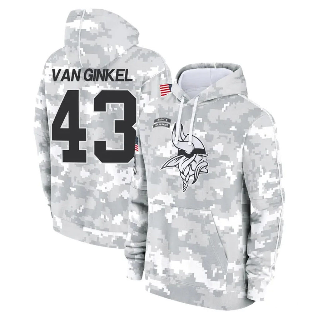 Parkc MN.Vikings #43 Andrew Van Ginkel Player Arctic Camo Salute to Service Pullover Hoodies Limited Game Stitched Jerseys