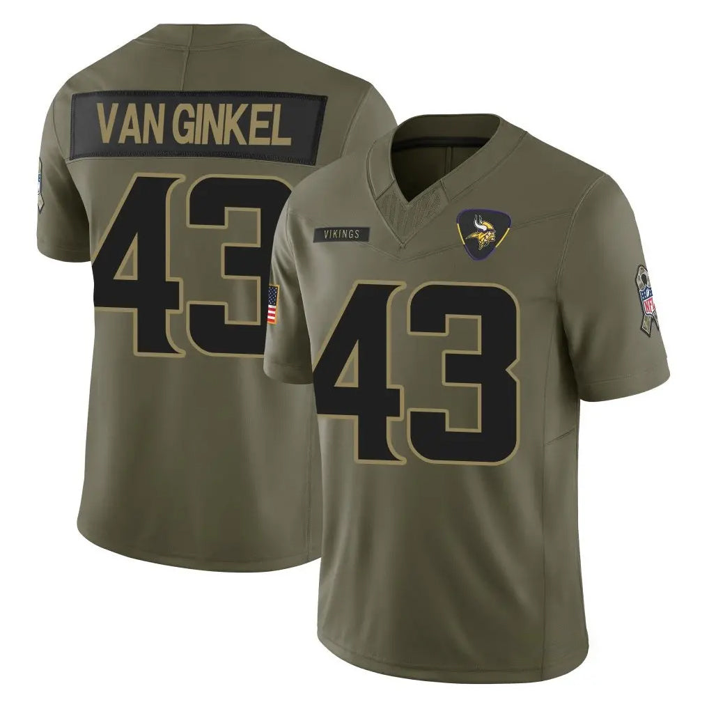 Parkc MN.Vikings #43 Andrew Van Ginkel Player Olive 2025 Salute To Service Limited Game Stitched Jerseys