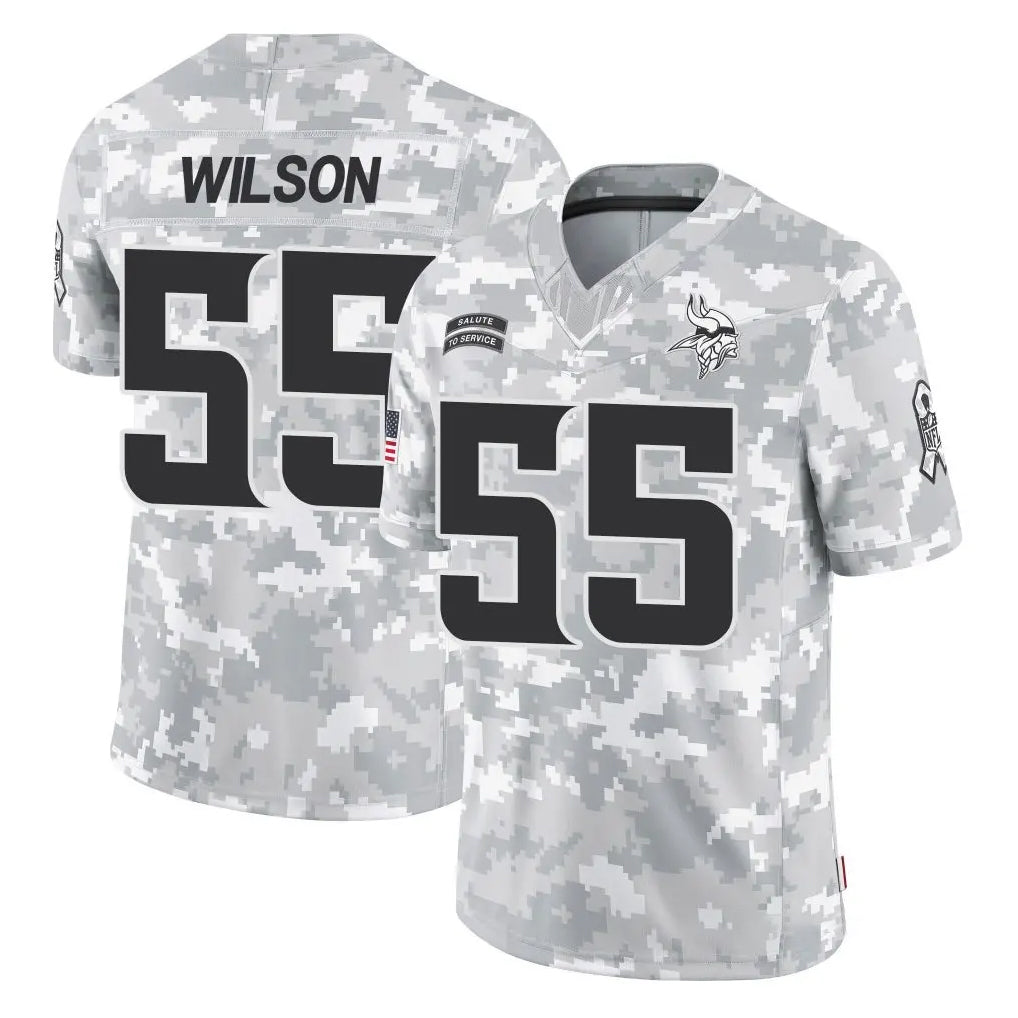 Johmsee MN.Vikings #55 Eric Wilson Player Arctic Camo Salute To Service Limited Game Stitched Jerseys