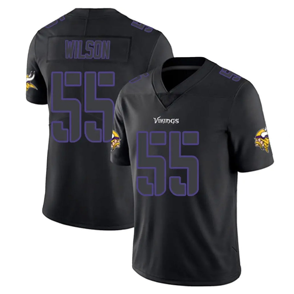 Johmsee MN.Vikings #55 Eric Wilson Player Black Impact LImited Home Game Stitched Jerseys