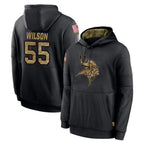 Johmsee MN.Vikings #55 Eric Wilson Player Black Salute to Service Hoodies Limited Game Stitched Jerseys