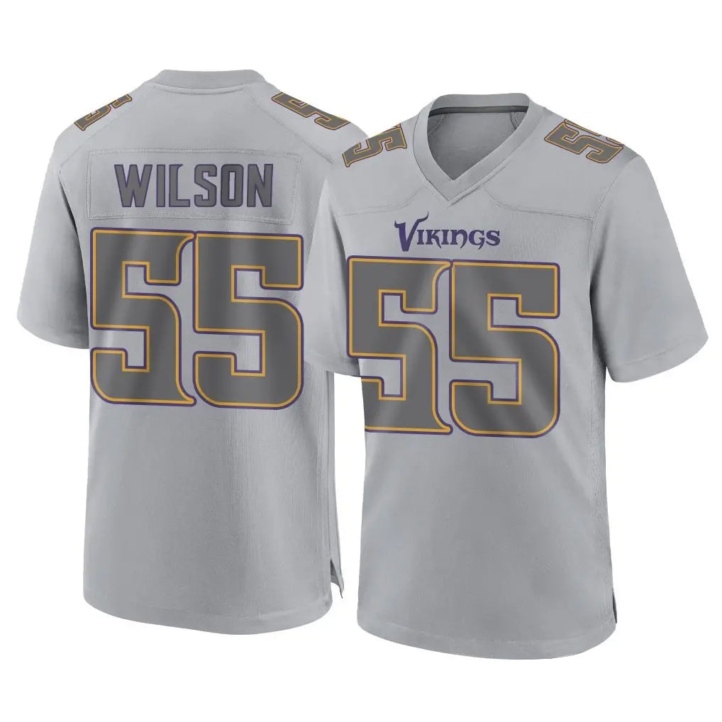 Johmsee MN.Vikings #55 Eric Wilson Player Gray Atmosphere Fashion Home Game Stitched Jerseys