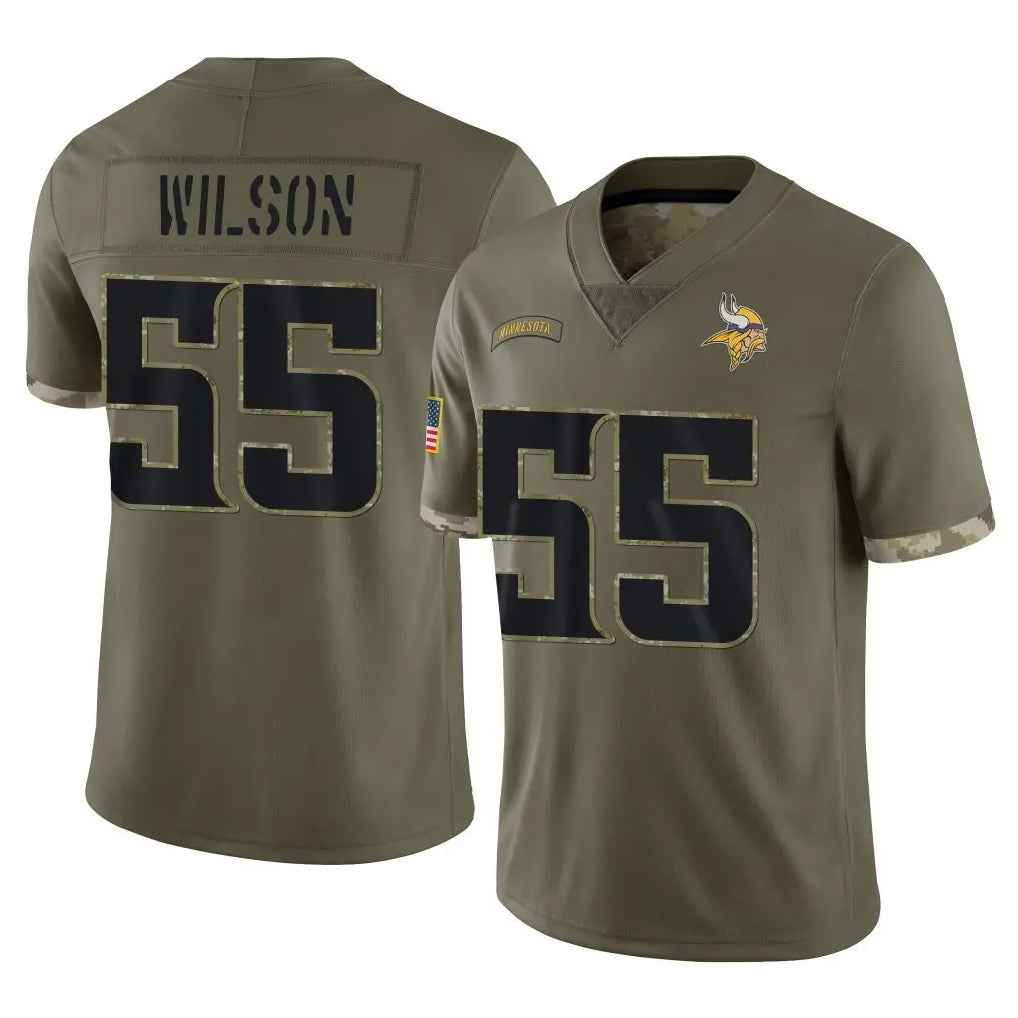 Johmsee MN.Vikings #55 Eric Wilson Player Olive Salute To Service Limited Stitched Jerseys