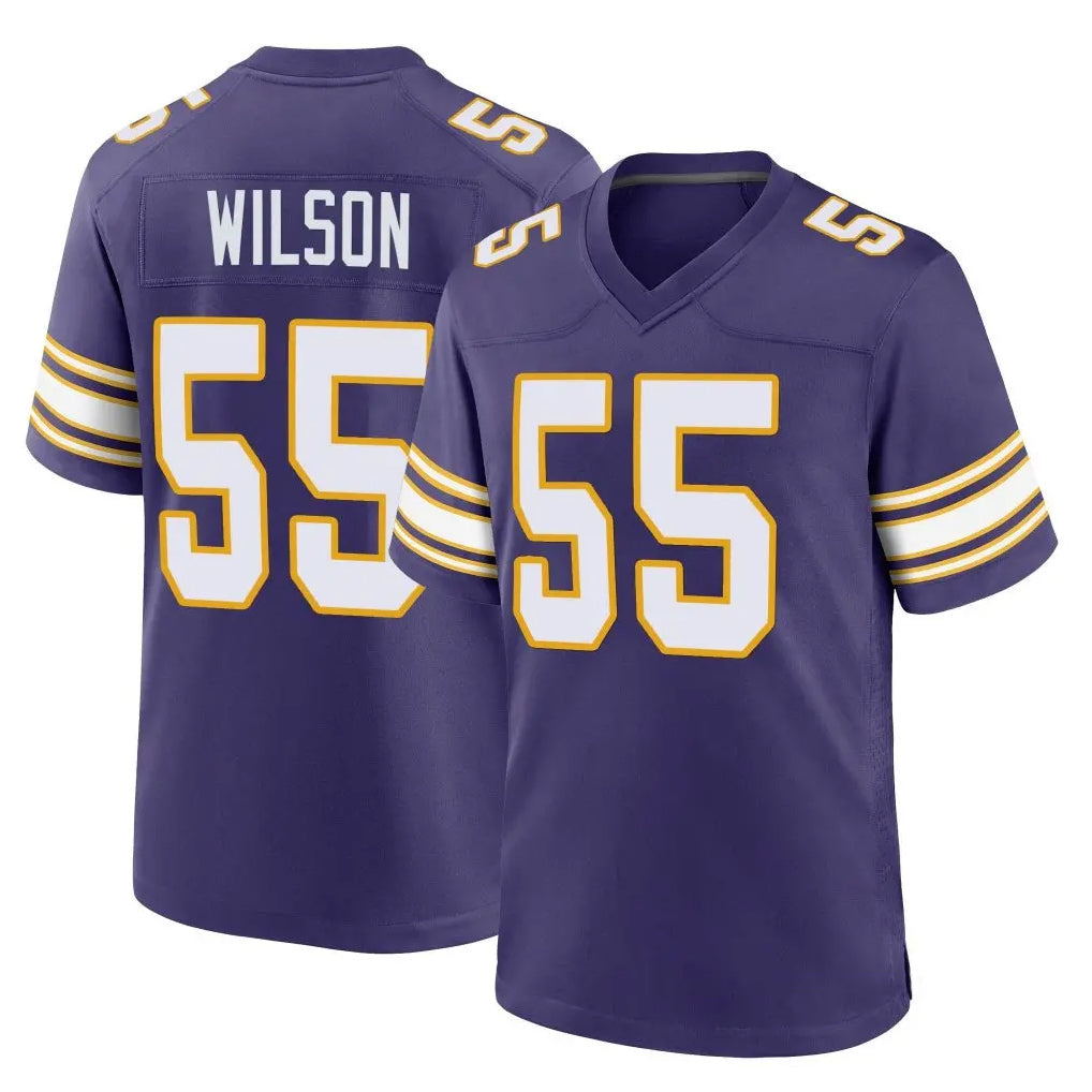 Johmsee MN.Vikings #55 Eric Wilson Player Purple Classic Home Game Stitched Jerseys
