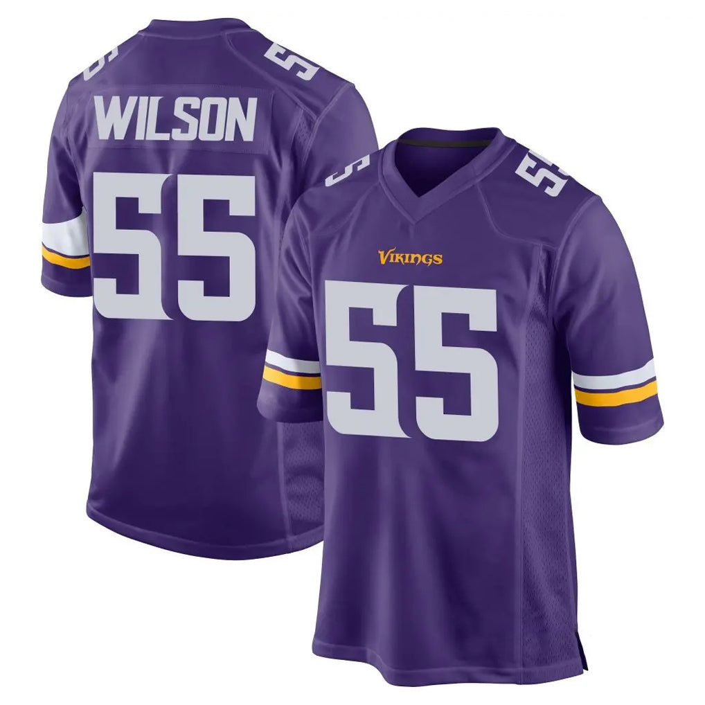 Johmsee MN.Vikings #55 Eric Wilson Player Purple Home Game Stitched Jerseys