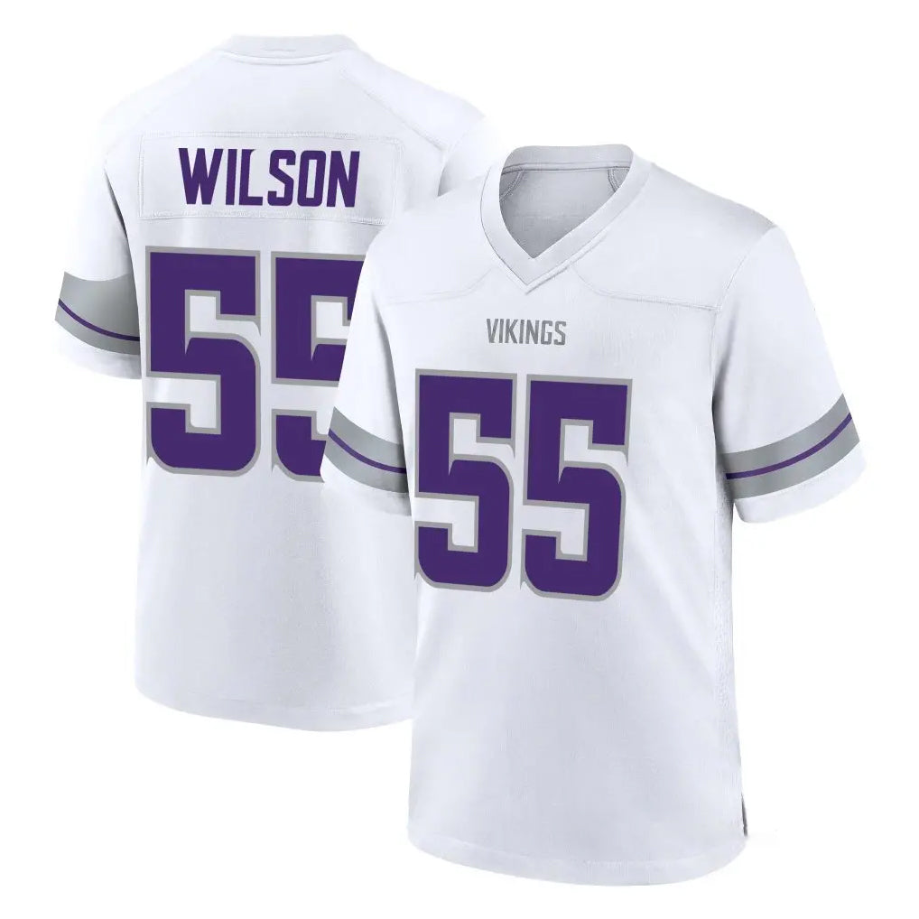 Johmsee MN.Vikings #55 Eric Wilson Player White Alternate Home Game Stitched Jerseys