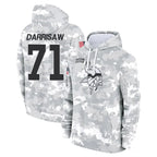 Johmsee MN.Vikings #71 Christian Darrisaw Player Arctic Camo Salute to Service Pullover Hoodies Limited Game Stitched Jerseys