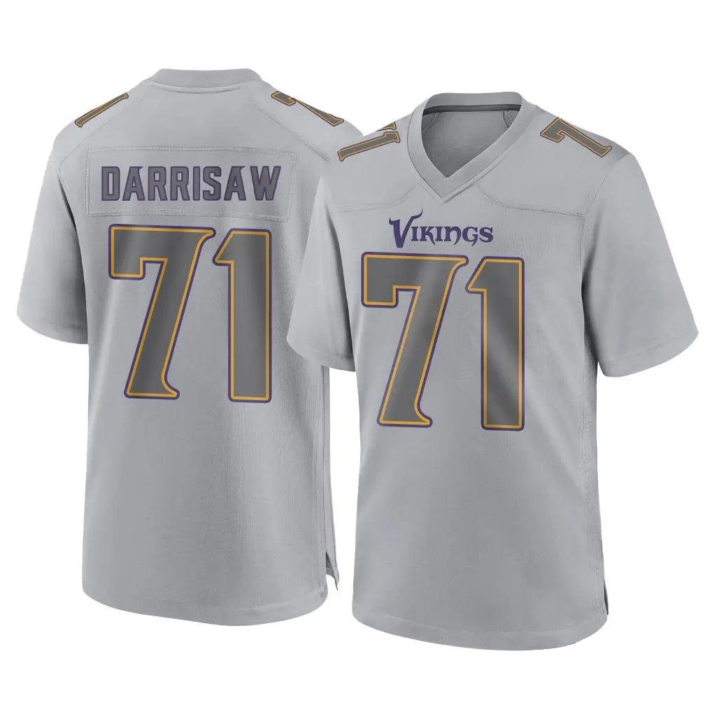 Johmsee MN.Vikings #71 Christian Darrisaw Player Gray Atmosphere Fashion Home Game Stitched Jerseys