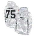 Johmsee MN.Vikings #75 Brian O'Neill Player Arctic Camo Salute to Service Pullover Hoodies Limited Game Stitched Jerseys