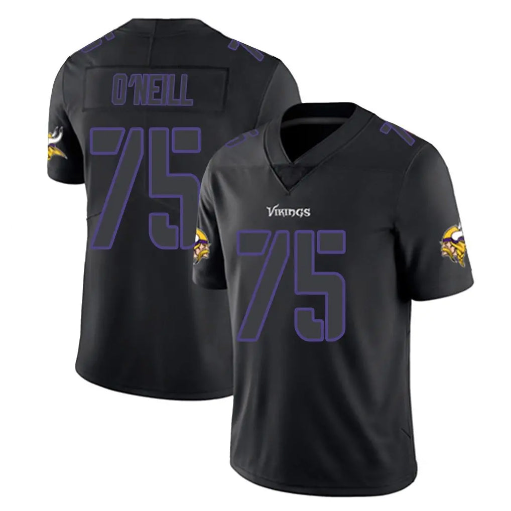 Johmsee MN.Vikings #75 Brian O'Neill Player Black Impact LImited Home Game Stitched Jerseys