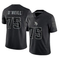 Johmsee MN.Vikings #75 Brian O'Neill Player Black Reflective LImited Home Game Stitched Jerseys