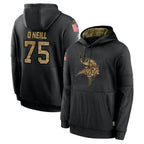 Johmsee MN.Vikings #75 Brian O'Neill Player Black Salute to Service Hoodies Limited Game Stitched Jerseys