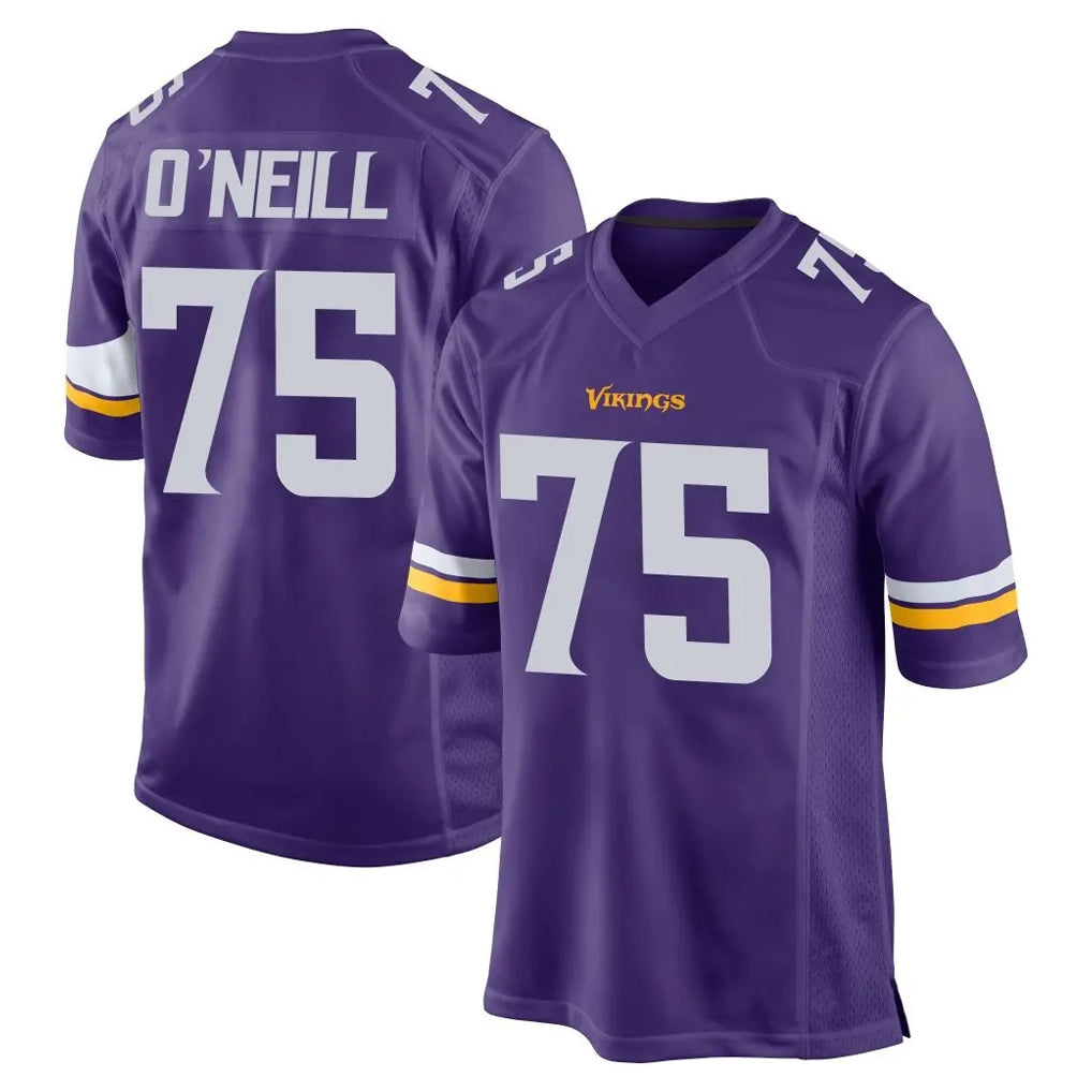Johmsee MN.Vikings #75 Brian O'Neill Player Purple Home Game Stitched Jerseys