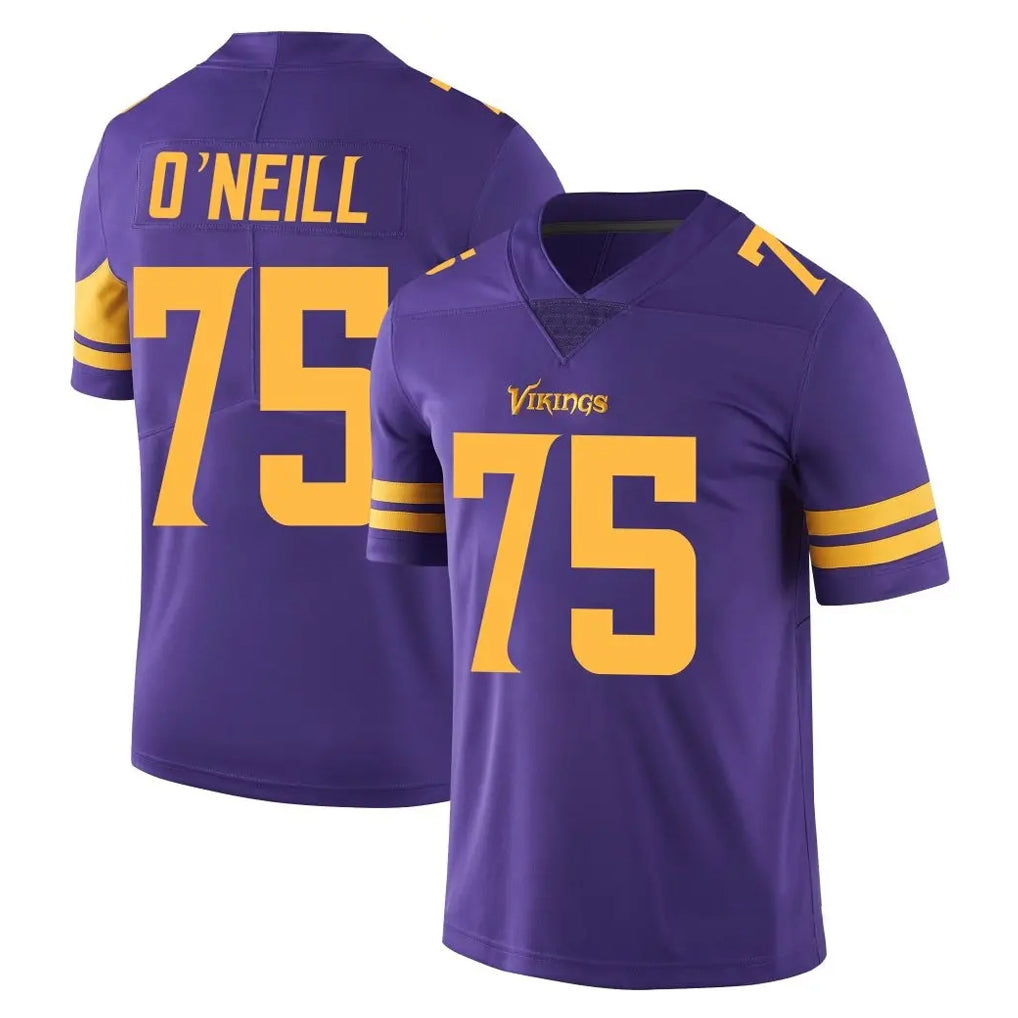 Johmsee MN.Vikings #75 Brian O'Neill Player Purple Limited Color Rush Home Game Stitched Jerseys