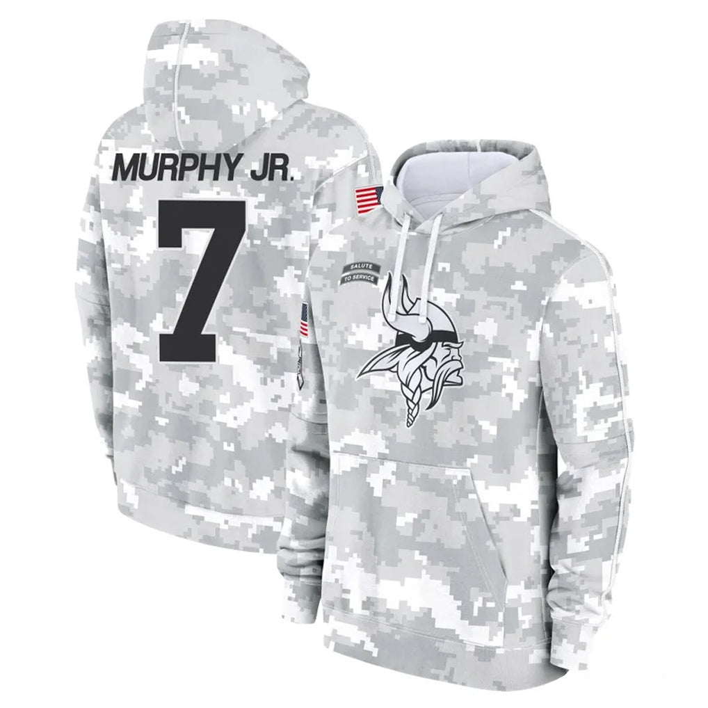 Johmsee MN.Vikings #7 Byron Murphy Jr. Player Arctic Camo Salute to Service Pullover Hoodies Limited Game Stitched Jerseys