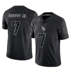 Johmsee MN.Vikings #7 Byron Murphy Jr. Player Black Reflective LImited Home Game Stitched Jerseys