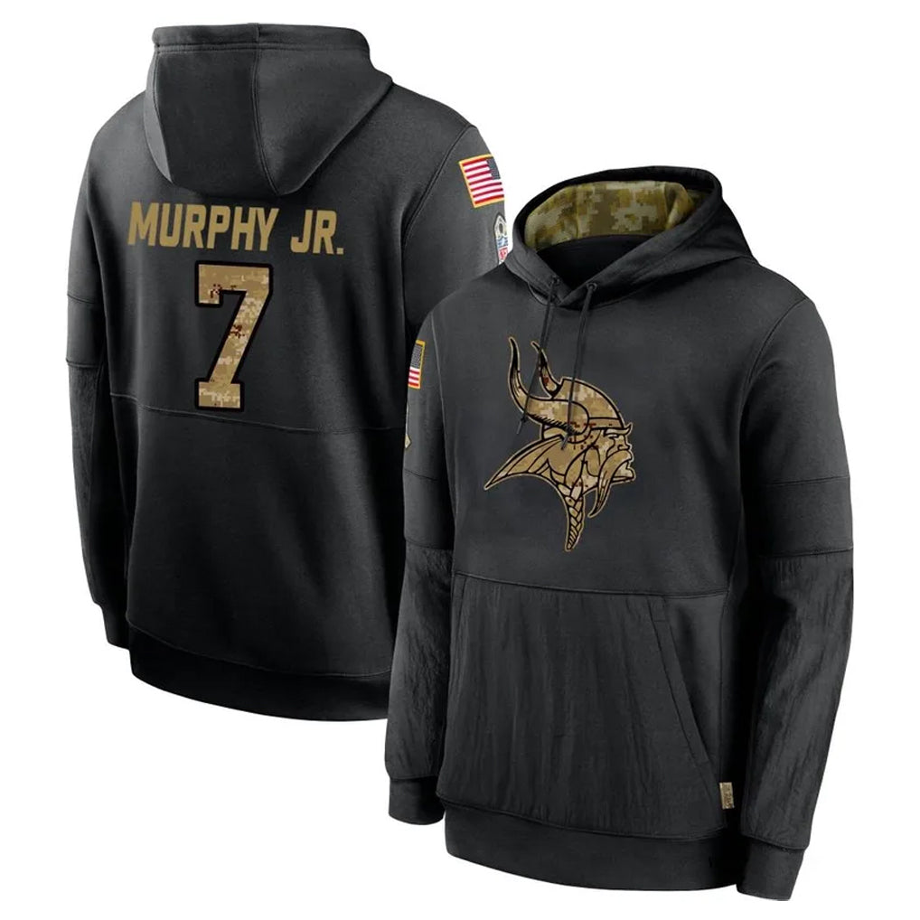 Johmsee MN.Vikings #7 Byron Murphy Jr. Player Black Salute to Service Hoodies Limited Game Stitched Jerseys