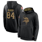 Johmsee MN.Vikings #84 Josh Oliver Player Black Salute to Service Hoodies Limited Game Stitched Jerseys