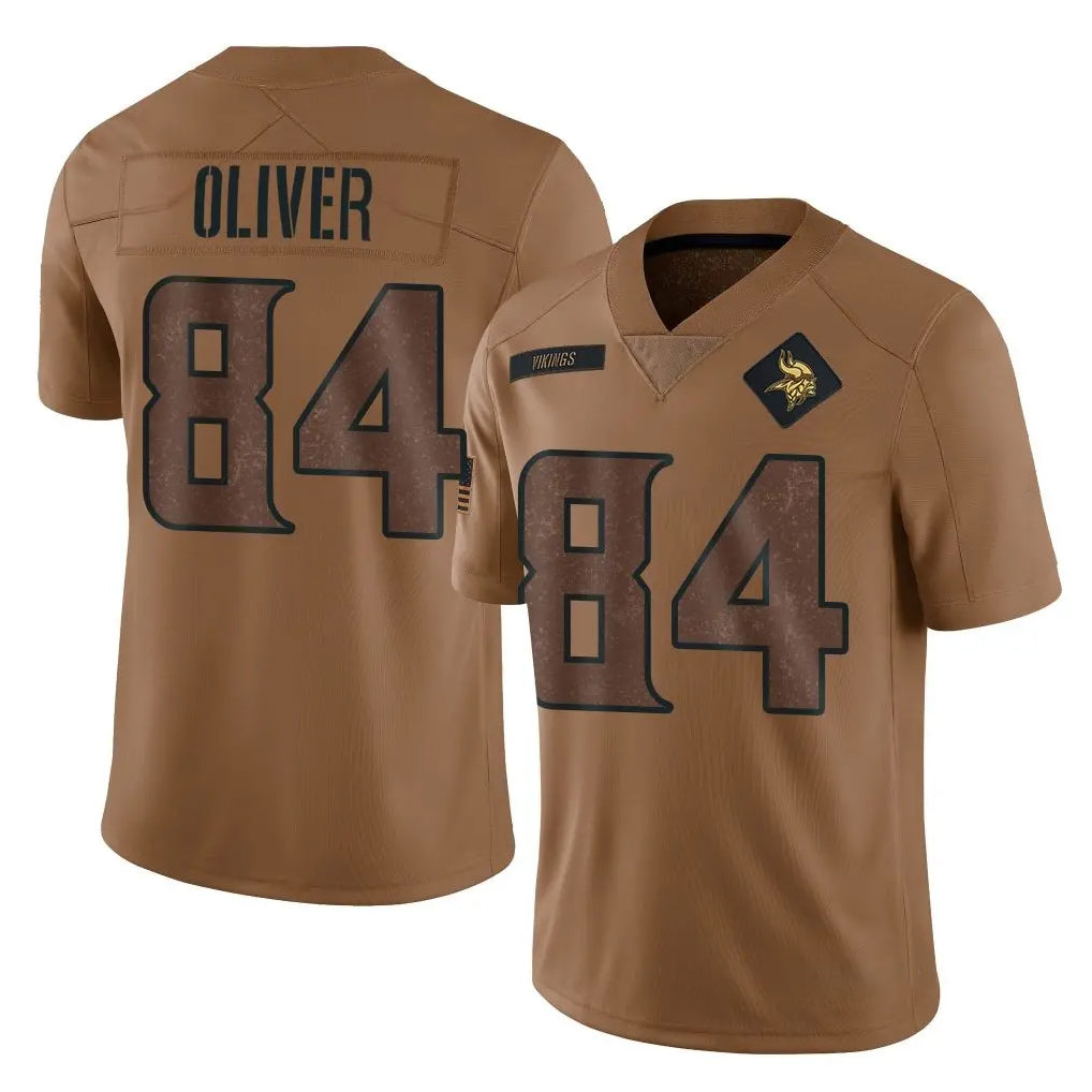 Johmsee MN.Vikings #84 Josh Oliver Player Brown Salute To Service Limited Stitched Jerseys