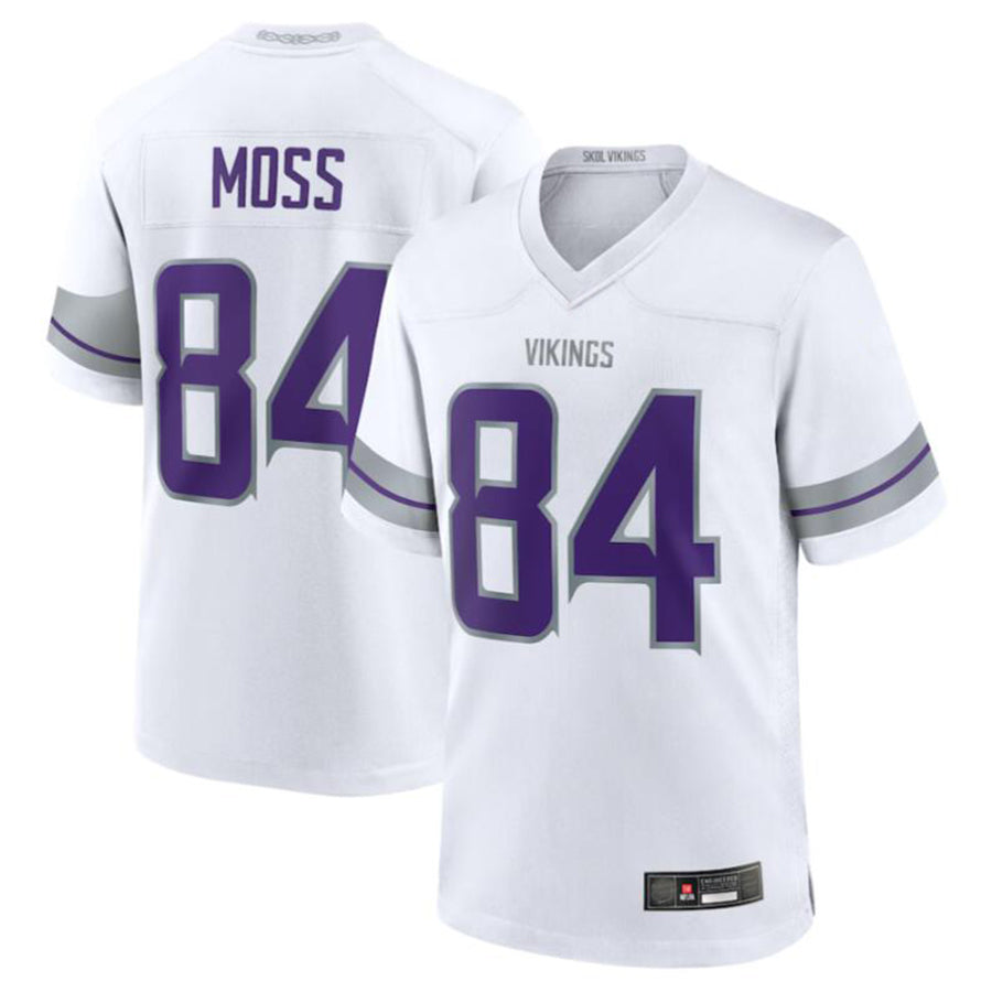 Johmsee MN.Vikings #84 Randy Moss White Alternate Retired Player Game American Stitched Jerseys