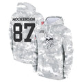 Johmsee MN.Vikings #87 T.J. Hockenson Player Arctic Camo Salute to Service Pullover Hoodies Limited Game Stitched Jerseys