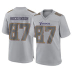 Johmsee MN.Vikings #87 T.J. Hockenson Player Gray Atmosphere Fashion Home Game Stitched Jerseys