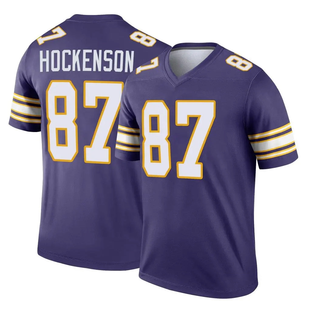 Johmsee MN.Vikings #87 T.J. Hockenson Player Purple Limited Classic Home Game Stitched Jerseys