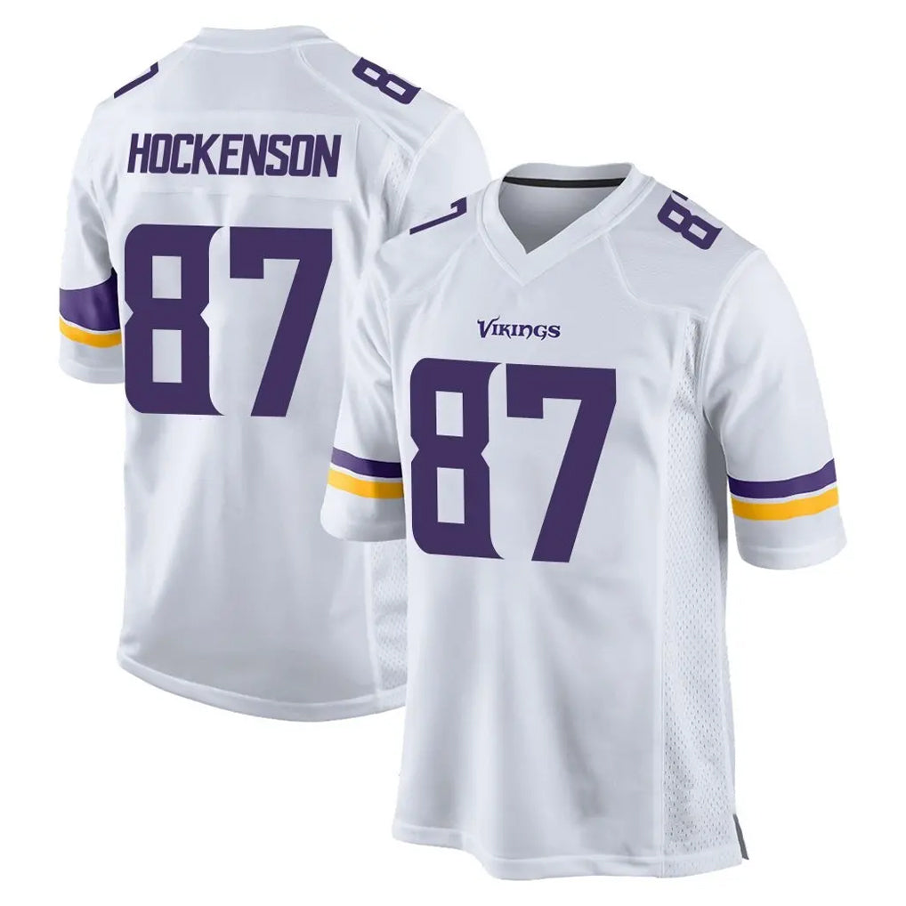 Johmsee MN.Vikings #87 T.J. Hockenson Player White Home Game Stitched Jerseys