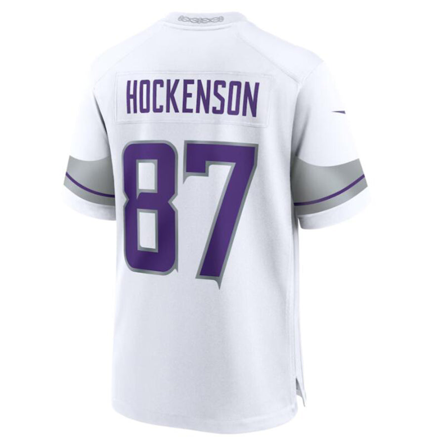 Johmsee MN.Vikings #87 T.J. Hockenson White Alternate Game Player Jersey American Stitched Jersey