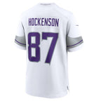Johmsee MN.Vikings #87 T.J. Hockenson White Alternate Game Player Jersey American Stitched Jersey