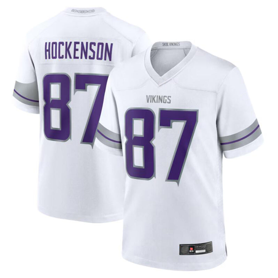 Johmsee MN.Vikings #87 T.J. Hockenson White Alternate Game Player American Stitched Jerseys