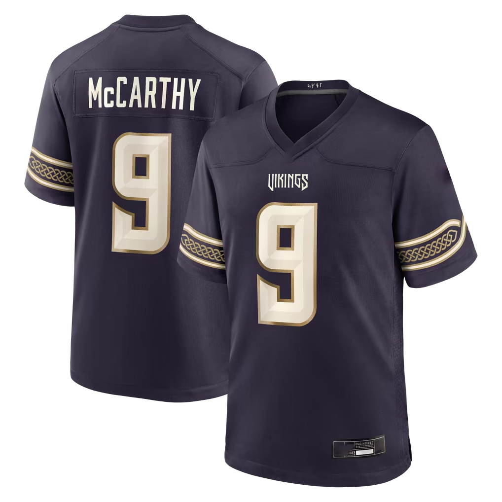 Johmsee MN.Vikings #9 J.J. McCarthy Purple 2026 Rivalries Collection Game Stitched Jerseys