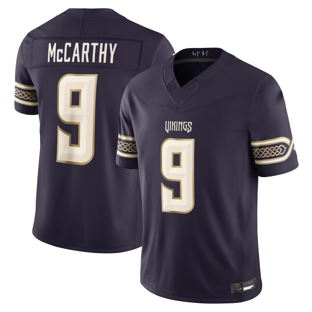 Johmsee MN.Vikings #9 J.J. McCarthy Purple 2026 Rivalries Collection Limited Stitched Jerseys