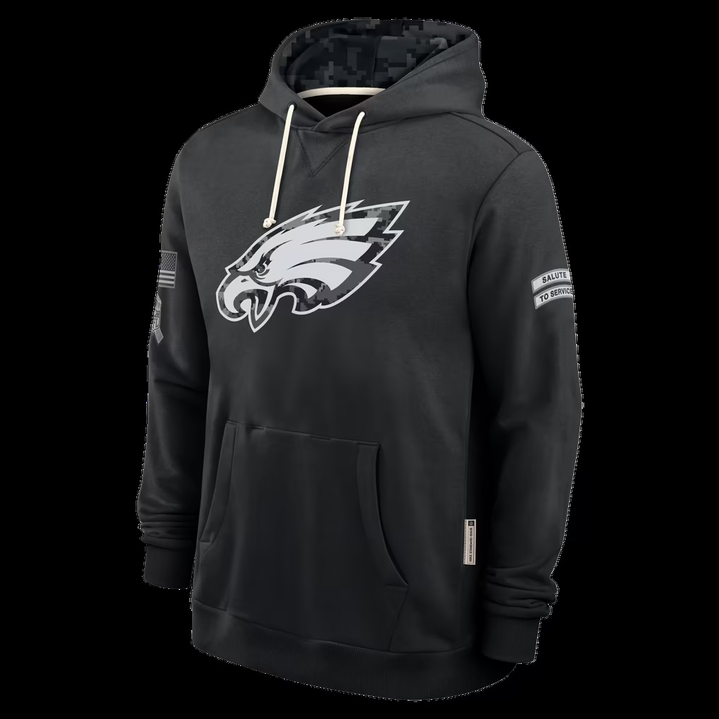 Johmsee P.Eagles Black 2026 Salute to Service Sideline Dri-FIT Pullover Hoodie Jerseys