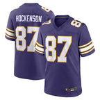 Johmsee MN.Vikings Secondary Alternate Game Football Jerseys - Purple - #87 T.J. Hockenson Player Stitched Jerseys