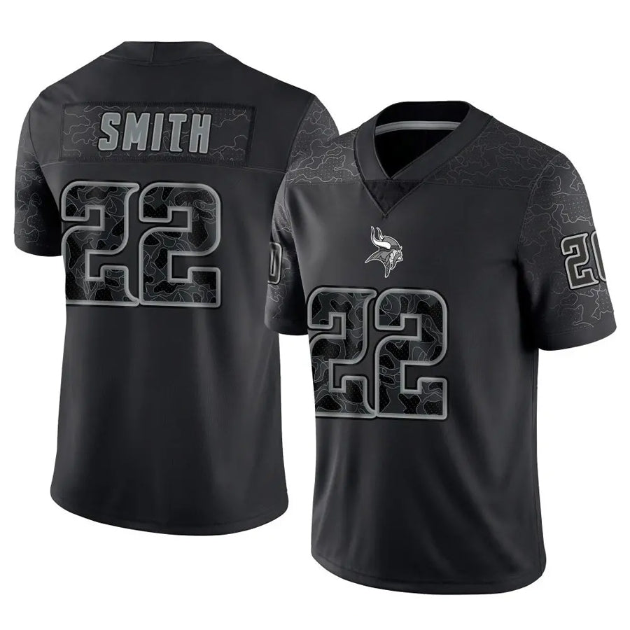 Johmsee MN.Vikings #22 Harrison Smith Player Black REFLECTIVE Limited Stitched Jerseys