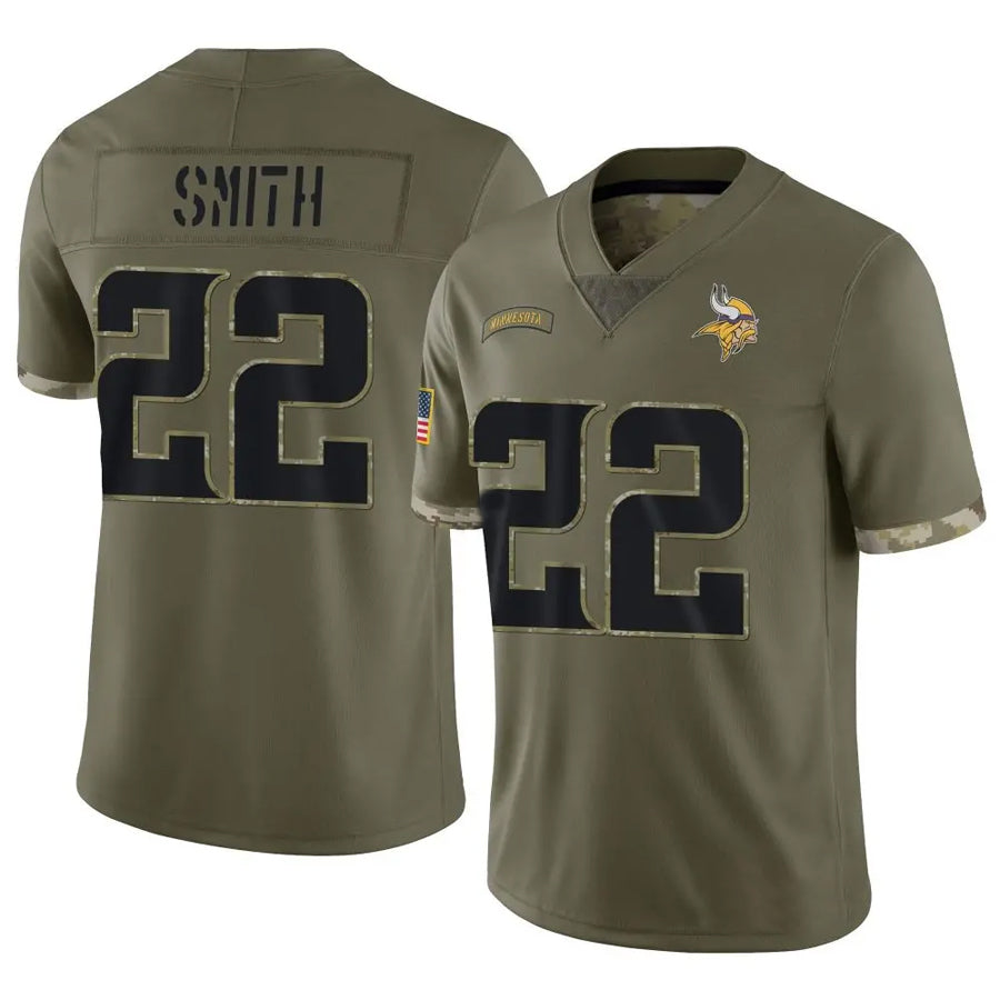 Johmsee MN.Vikings #22 Harrison Smith Player Salute To Service Limited Olive Stitched Jerseys