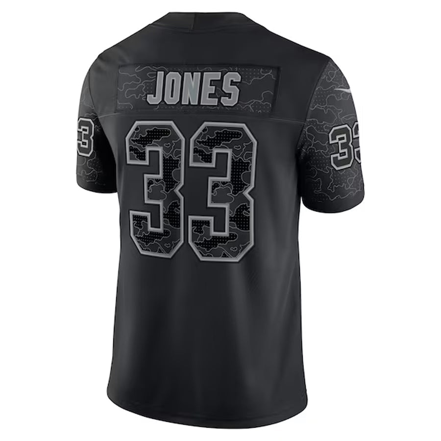 Johmsee MN.Vikings #33 Aaron Jones Player Black REFLECTIVE Limited Stitched Jerseys