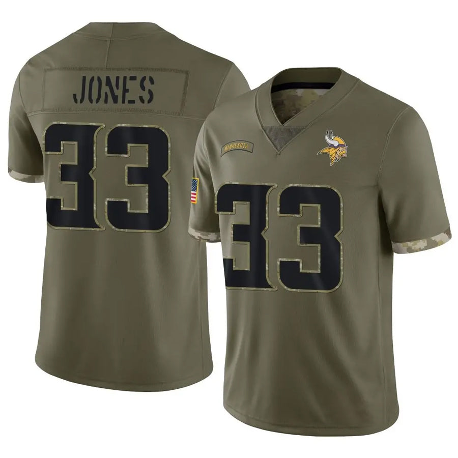Johmsee MN.Vikings #33 Aaron Jones Player Salute To Service Limited Olive Stitched Jerseys