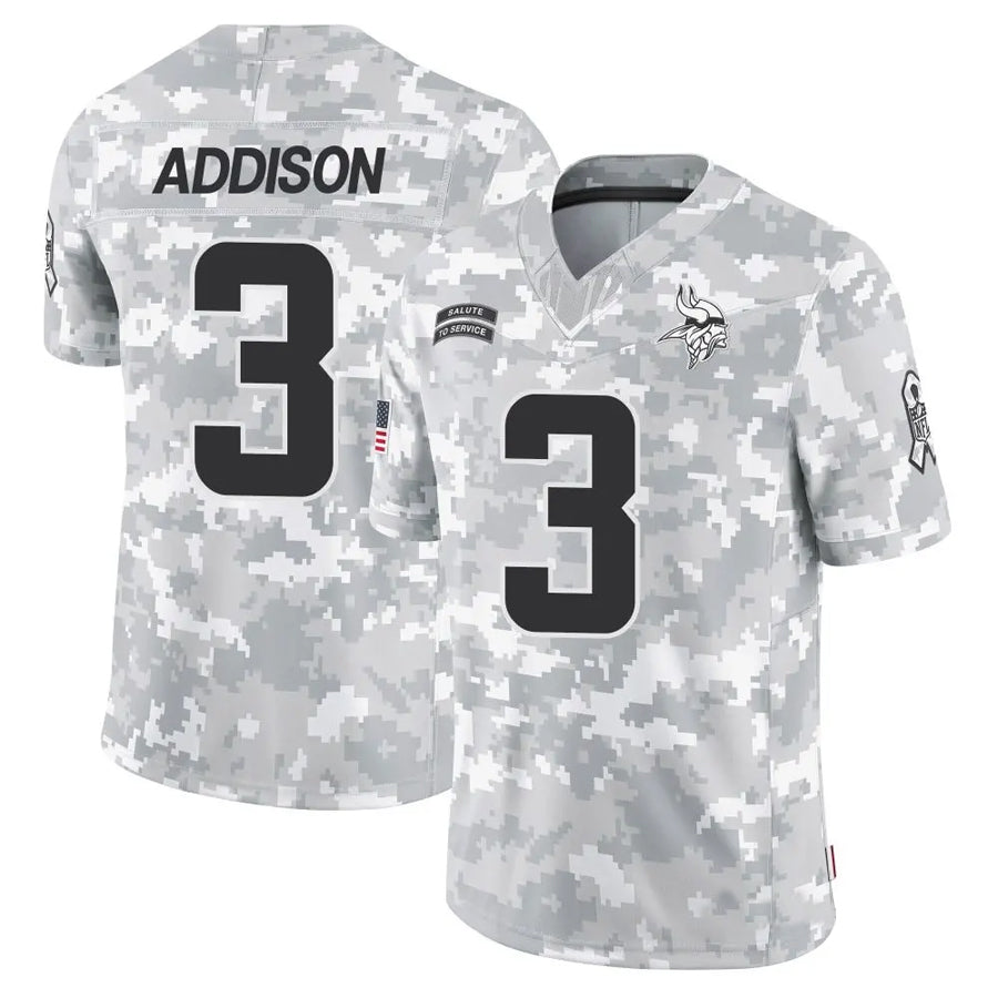 Johmsee MN.Vikings #3 Jordan Addison Player Arctic Camo Salute to Service Limited Stitched Jerseys