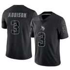 Johmsee MN.Vikings #3 Jordan Addison Player Black REFLECTIVE Limited Stitched Jerseys