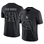 Johmsee MN.Vikings #43 Andrew Van Ginkel Player Black REFLECTIVE Limited Stitched Jerseys