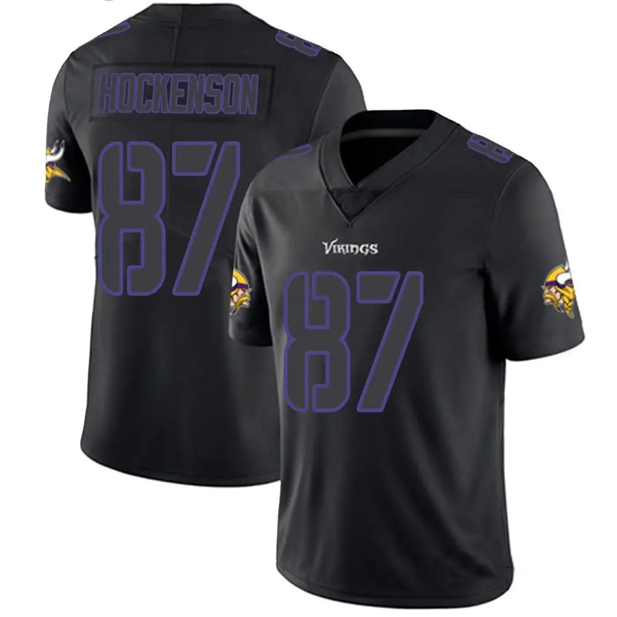 Johmsee MN.Vikings #87 T.J. Hockenson Player Limited Black Impact Game Stitched Jerseys
