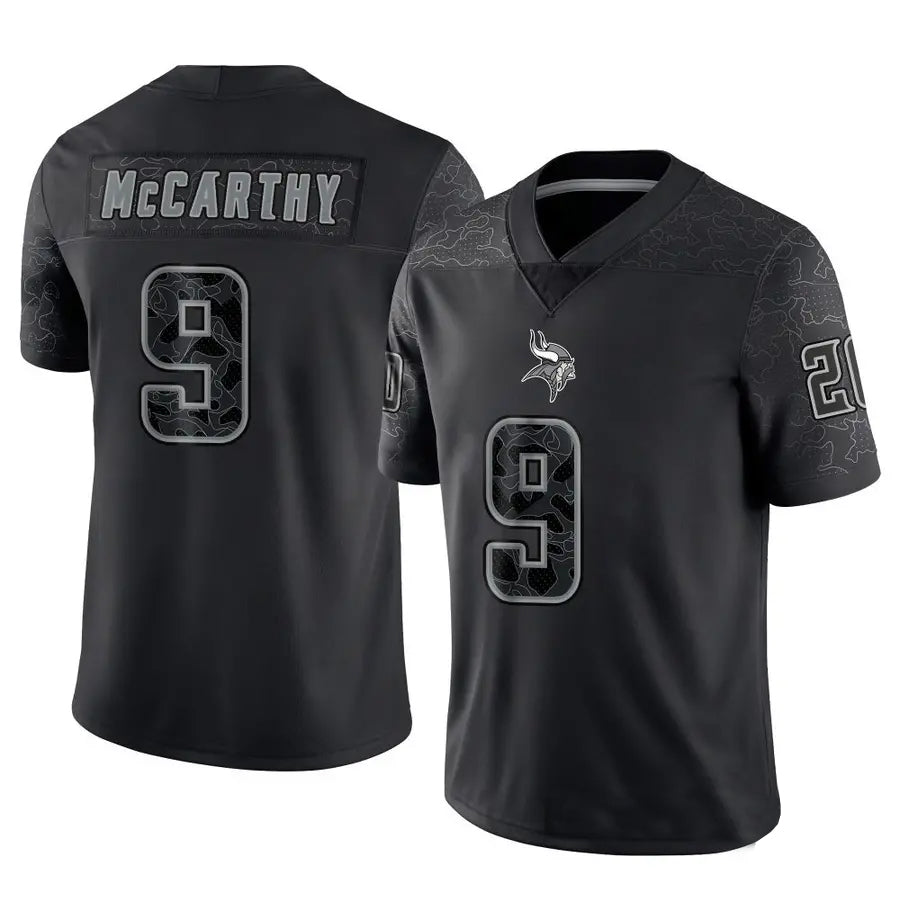 Johmsee MN.Vikings #9 J.J. McCarthy Player Black REFLECTIVE Limited Stitched Jerseys
