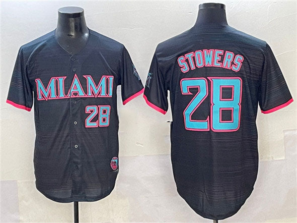 Miami Marlins #28 Kyle Stowers Black 2025 City Connect Limited Stitched Baseball Jersey