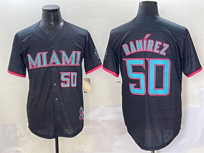 Miami Marlins #50 Agustín Ramírez Black 2025 City Connect Limited Stitched Baseball Jersey