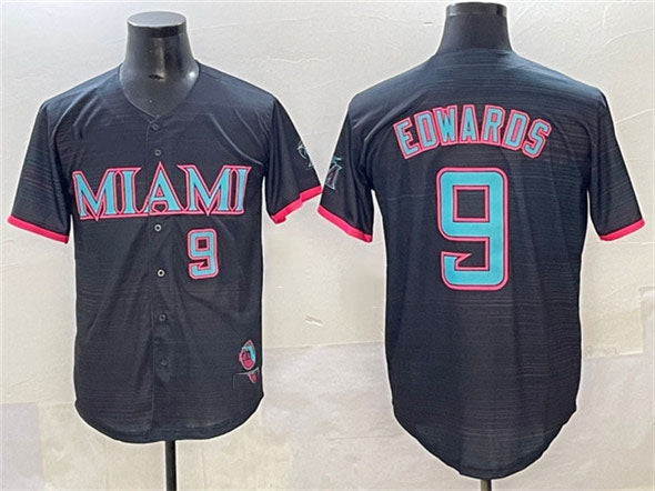 Miami Marlins #9 Xavier Edwards Black 2025 City Connect Limited Stitched Baseball Jersey